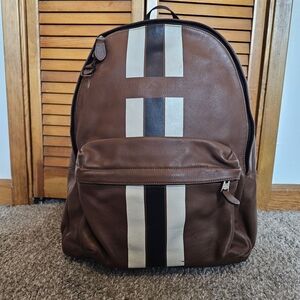 Brown and White Striped Men's Backpack